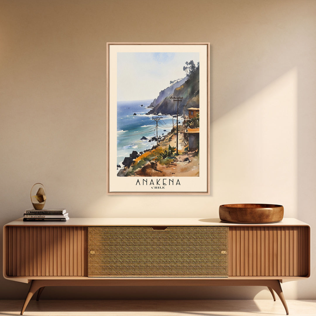 Anakena, Chile Watercolor Print, Vacation Gift, Chile Wall Art, Beach Painting, Beach Decor, Beach Or Lakehouse Art
