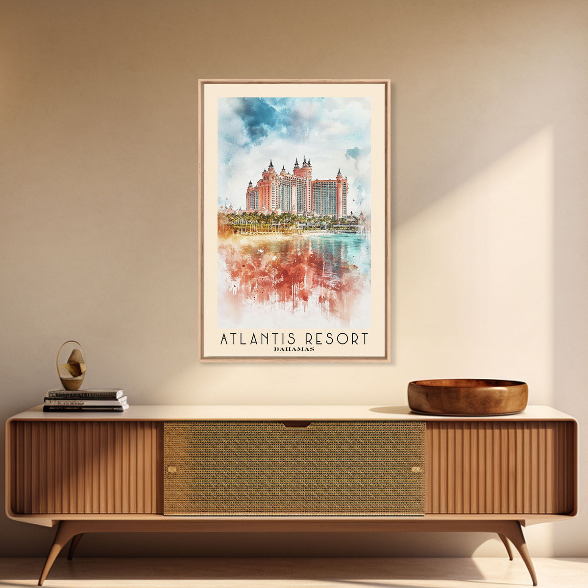 Atlantis Resort, Bahamas Watercolor Print, Vacation Gift, Bahamas Wall Art, Beach Painting, Beach Decor, Beach Or Lakehouse Art