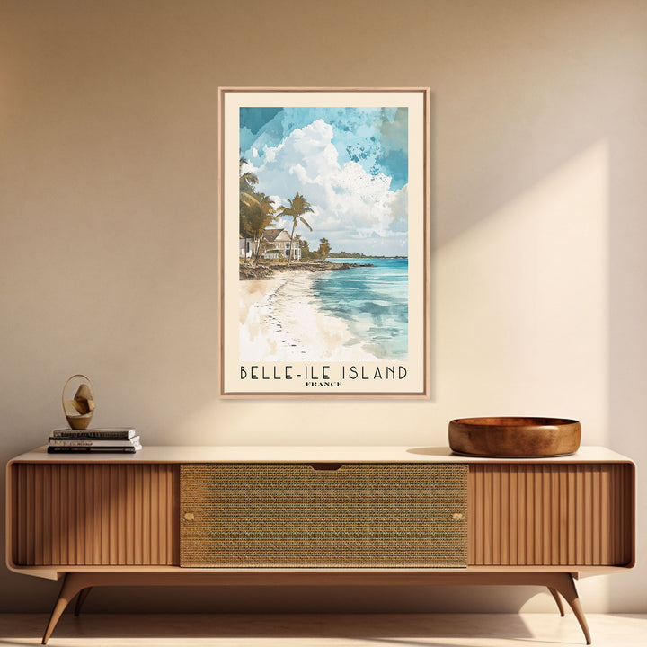 Belle-Ile Island, France Watercolor Beach Print, Vacation Gift, France Wall Art, Beach Painting, Beach Decor, Beach Painting