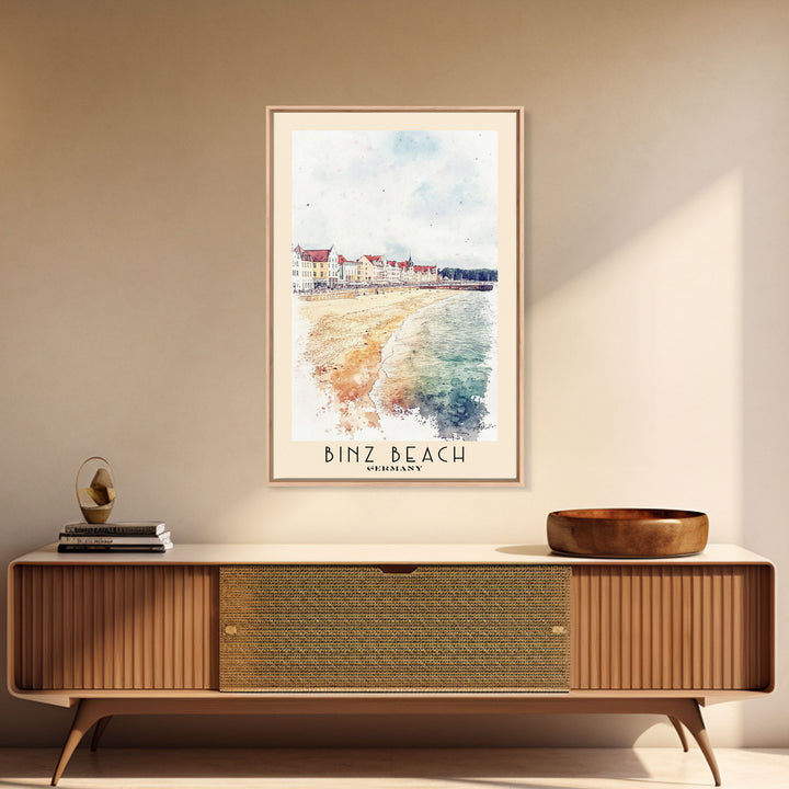 Binz Beach, Germany Watercolor Print, Vacation Gift, Germany Wall Art, Vacation Wall Art, Vacatation Memories, Beach Decor, Beach Or Lakehouse Art