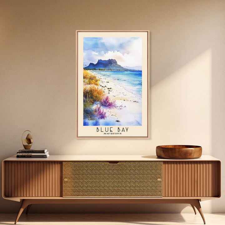 Blue Bay, Mauritius Watercolor Print, Vacation Gift, Mauritius Wall Art, Vacation Wall Art, Vacatation Memories, Beach Decor, Beach Or Lakehouse Art