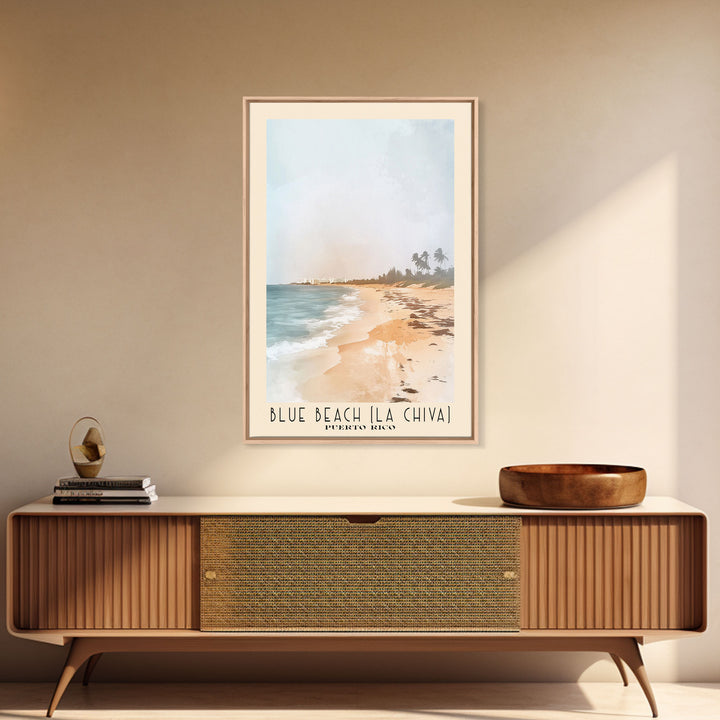 Blue Beach (La Chiva), Puerto Rico Watercolor Print, Vacation Gift, Puerto Rico Wall Art, Beach Painting, Beach Decor, Beach Or Lakehouse Art