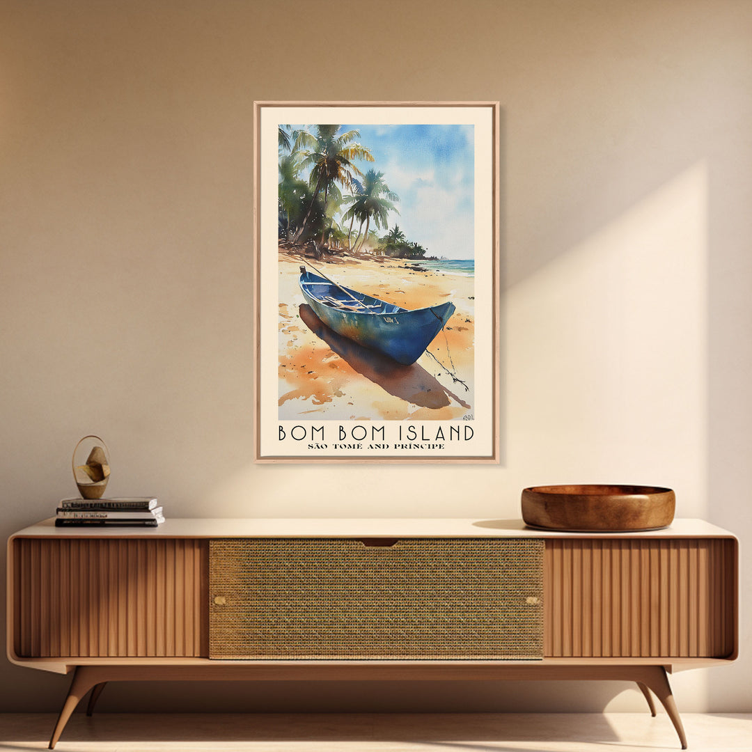 Bom Bom Island, São Tomé and Príncipe Watercolor Print, Vacation Gift, São Tomé and Príncipe Wall Art, Vacation Wall Art, Vacatation Memories, Beach Decor, Beach Or Lakehouse Art