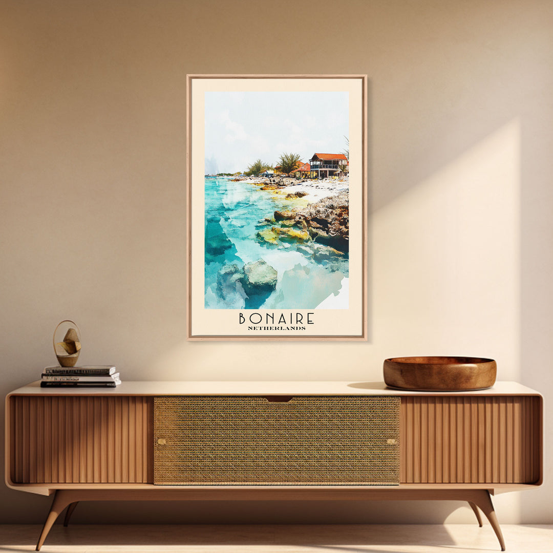 Bonaire, Netherlands Watercolor Print, Vacation Gift, Netherlands Wall Art, Beach Painting, Beach Decor, Beach Or Lakehouse Art
