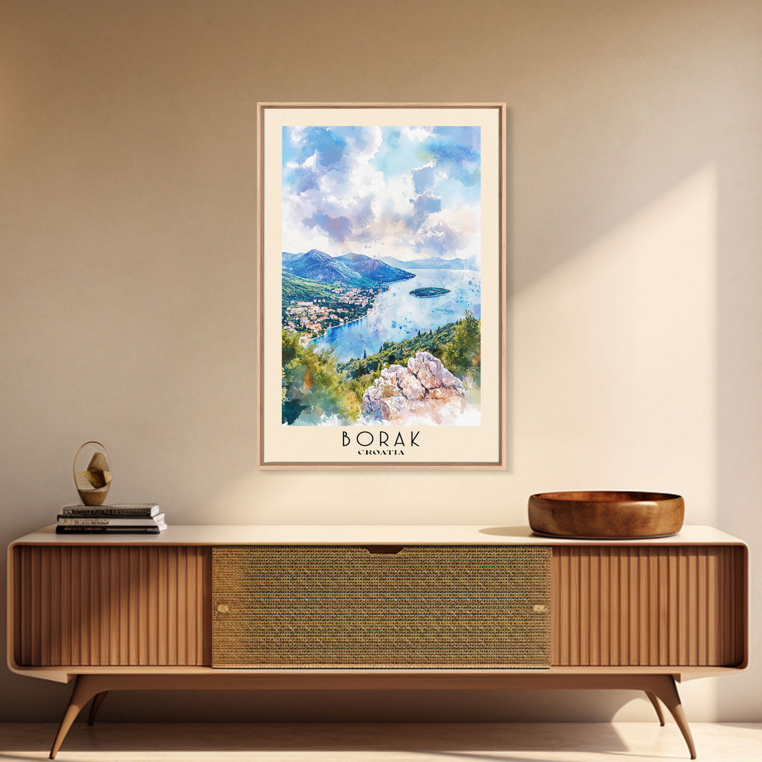 Borak, Croatia Watercolor Print, Vacation Gift, Croatia Wall Art, Beach Painting, Beach Decor, Beach Or Lakehouse Art