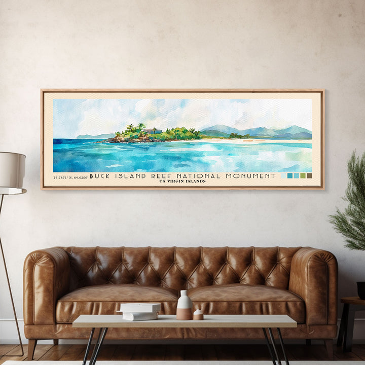 Buck Island Reef National Monument, US Virgin islands Watercolor Print, Vacation Gift, US Virgin islands Wall Art, Beach Painting, Beach Decor, Beach Or Lakehouse Art
