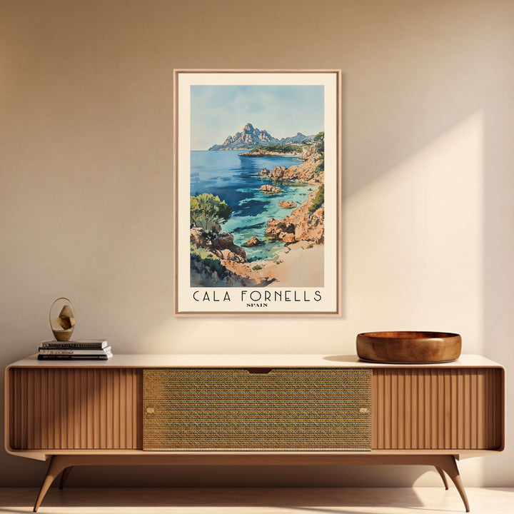 Cala Fornells, Spain Watercolor Print, Vacation Gift, Spain Wall Art, Beach Painting, Beach Decor, Beach Or Lakehouse Art