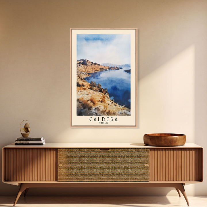 Caldera, Chile Watercolor Print, Vacation Gift, Chile Wall Art, Beach Painting, Beach Decor, Large Wall Art, Wood Frame Art