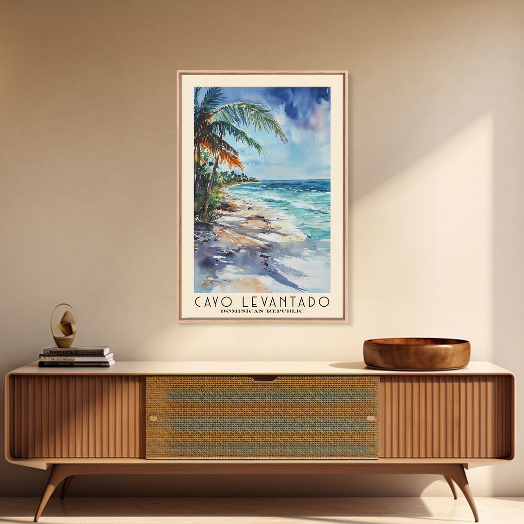 Cayo Levantado, Dominican Republic Watercolor Print, Vacation Gift, Dominican Republic Wall Art, Beach Painting, Beach Decor, Large Wall Art, Wood Frame Art