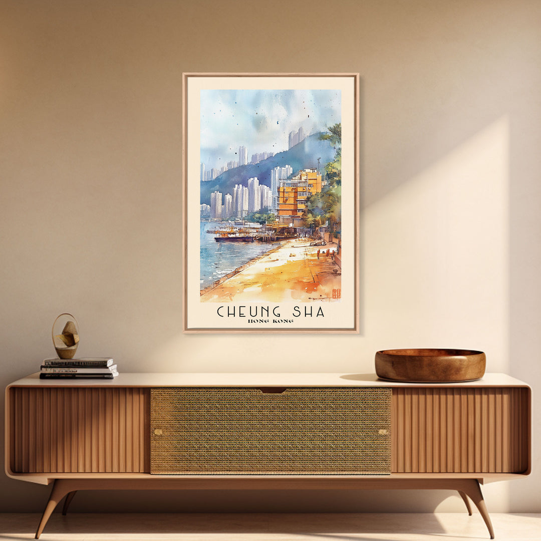 Cheung Sha, Hong Kong Watercolor Print, Vacation Gift, Hong Kong Wall Art, Vacation Wall Art, Vacatation Memories, Beach Decor, Beach Or Lakehouse Art