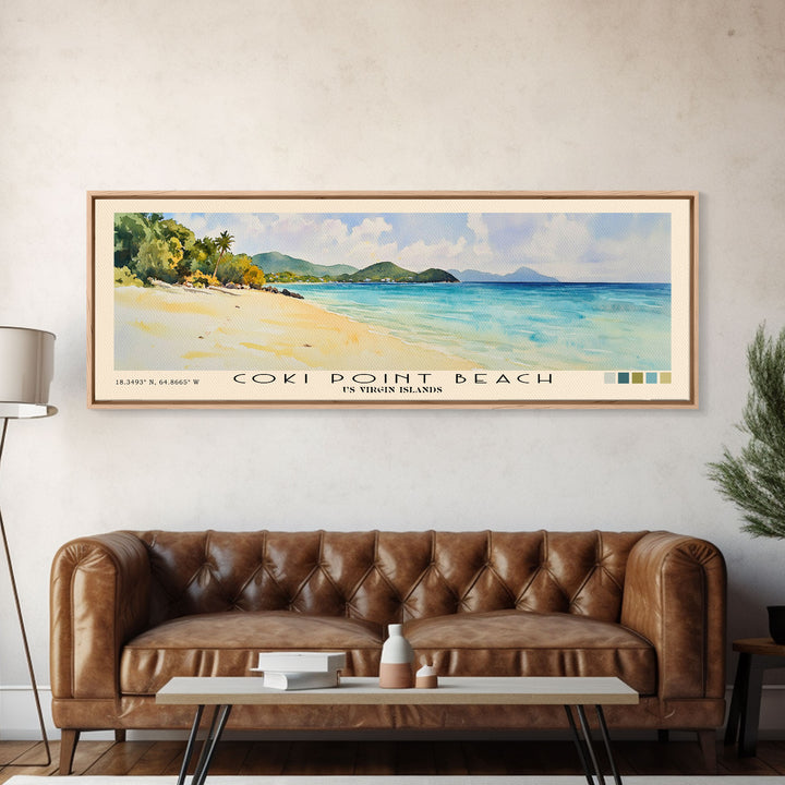 Coki Point Beach, US Virgin islands Watercolor Print, Vacation Gift, US Virgin islands Wall Art, Vacation Wall Art, Vacatation Memories, Beach Decor, Beach Or Lakehouse Art