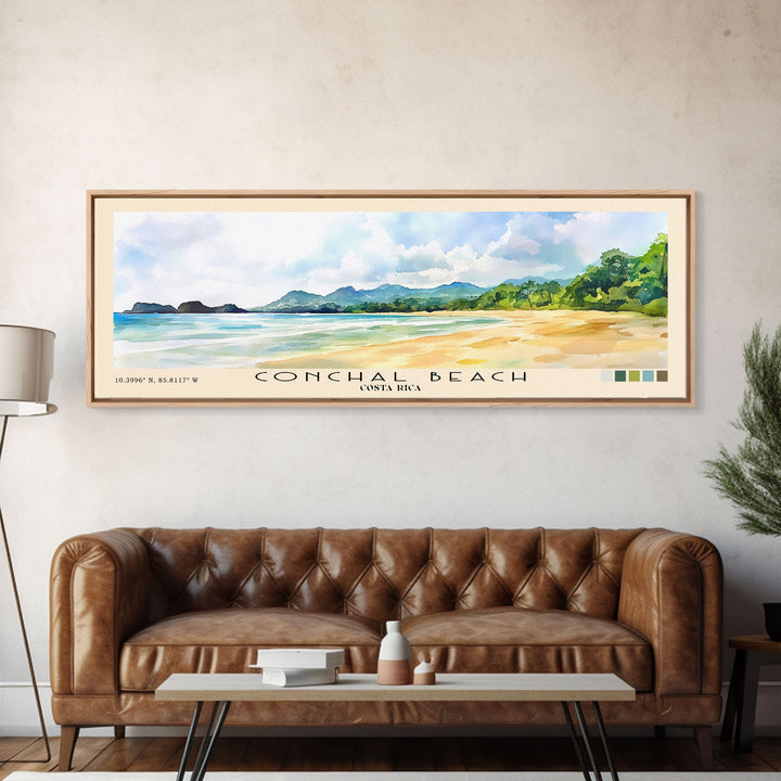 Conchal Beach, Costa Rica Watercolor Print, Vacation Gift, Costa Rica Wall Art, Vacation Wall Art, Vacatation Memories, Beach Decor, Beach Or Lakehouse Art