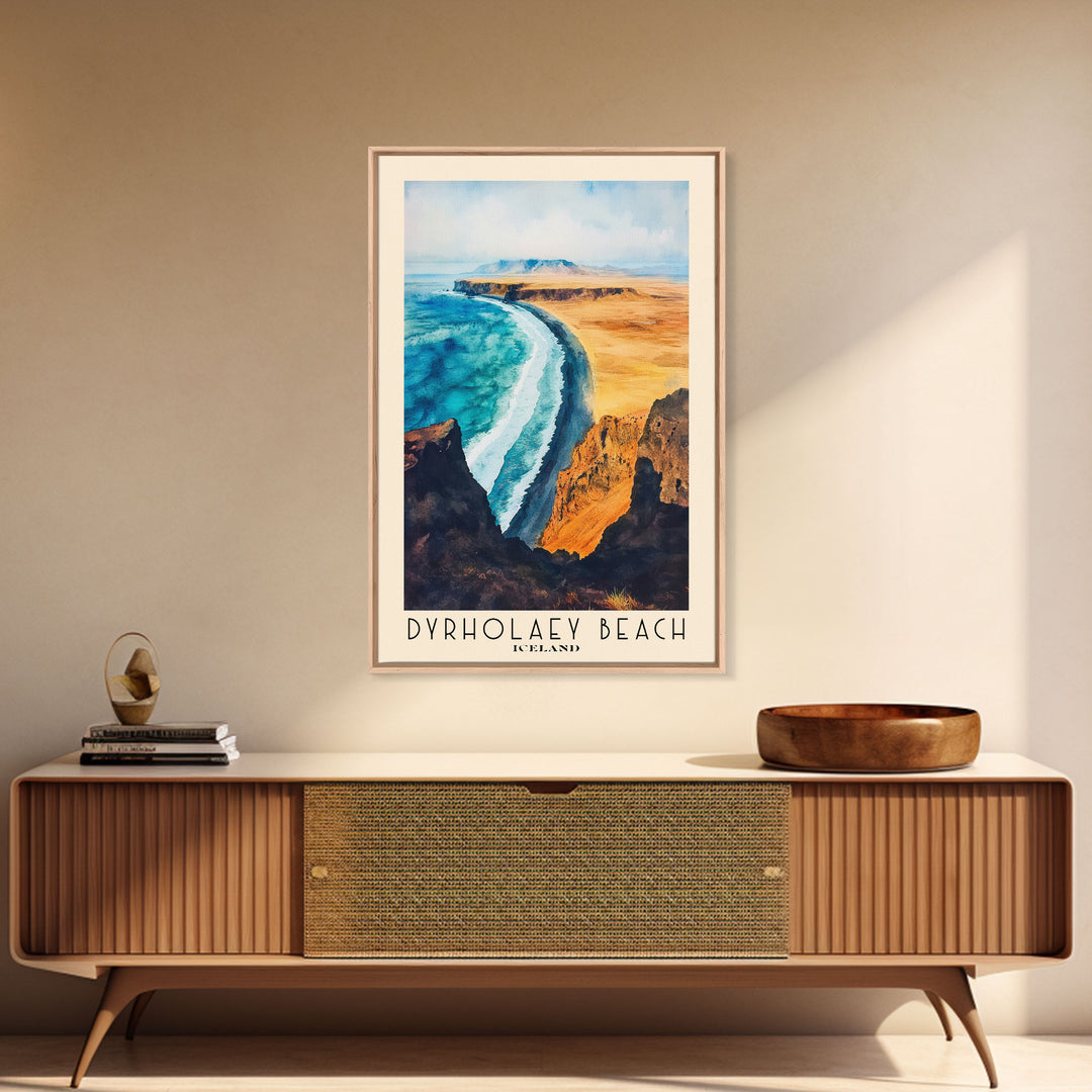 Dyrholaey Beach, Iceland Watercolor Print, Vacation Gift, Iceland Wall Art, Beach Painting, Beach Decor, Beach Or Lakehouse Art