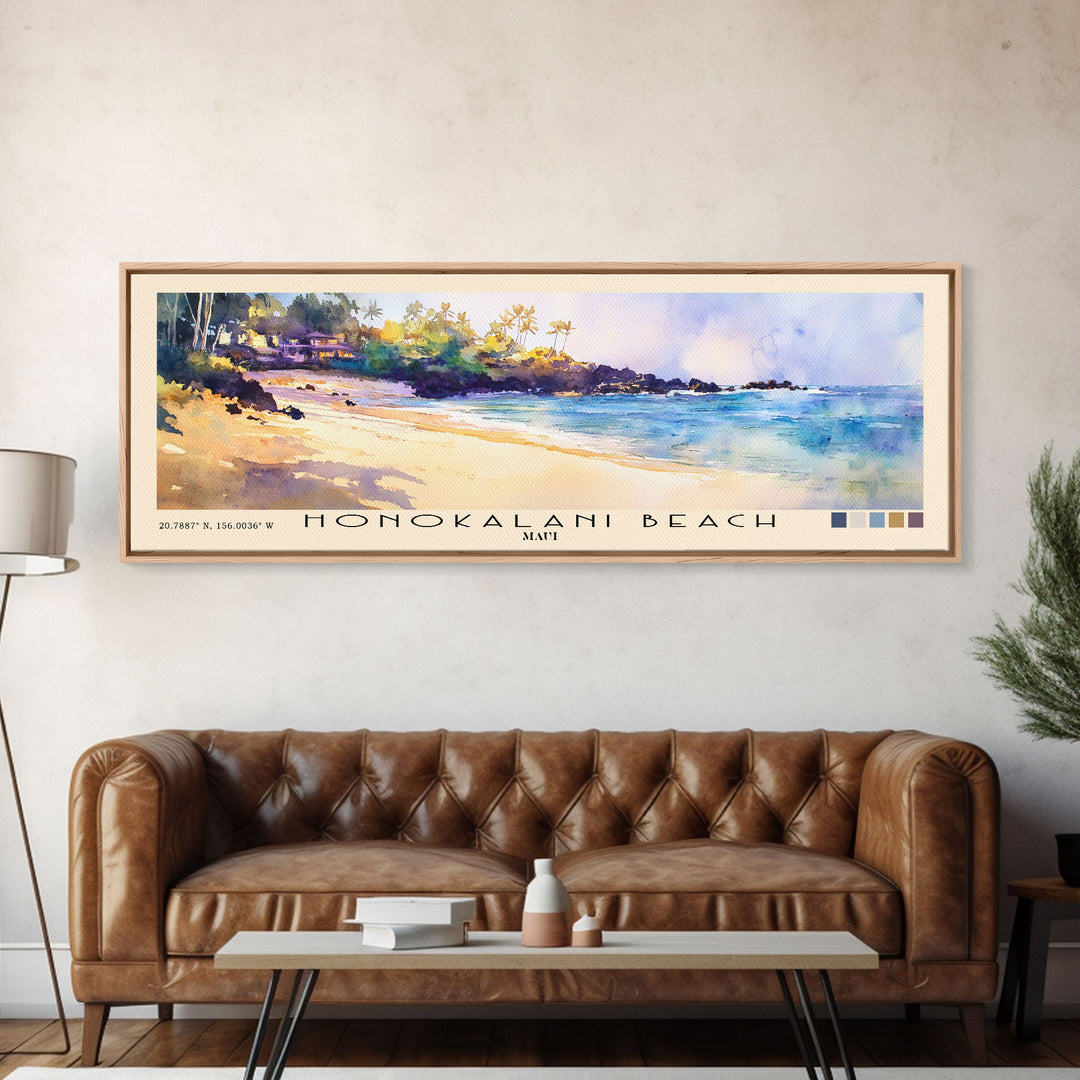 Honokalani Beach, Maui Watercolor Beach Print, Vacation Gift, Maui Wall Art, Beach Painting, Beach Decor, Beach Painting