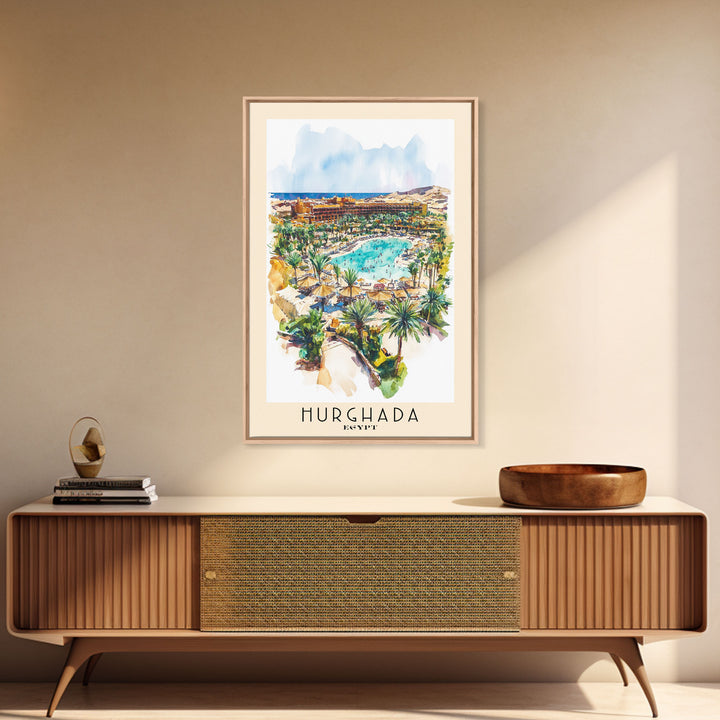 Hurghada, Egypt Watercolor Beach Print, Vacation Gift, Egypt Wall Art, Beach Painting, Beach Decor, Beach Painting