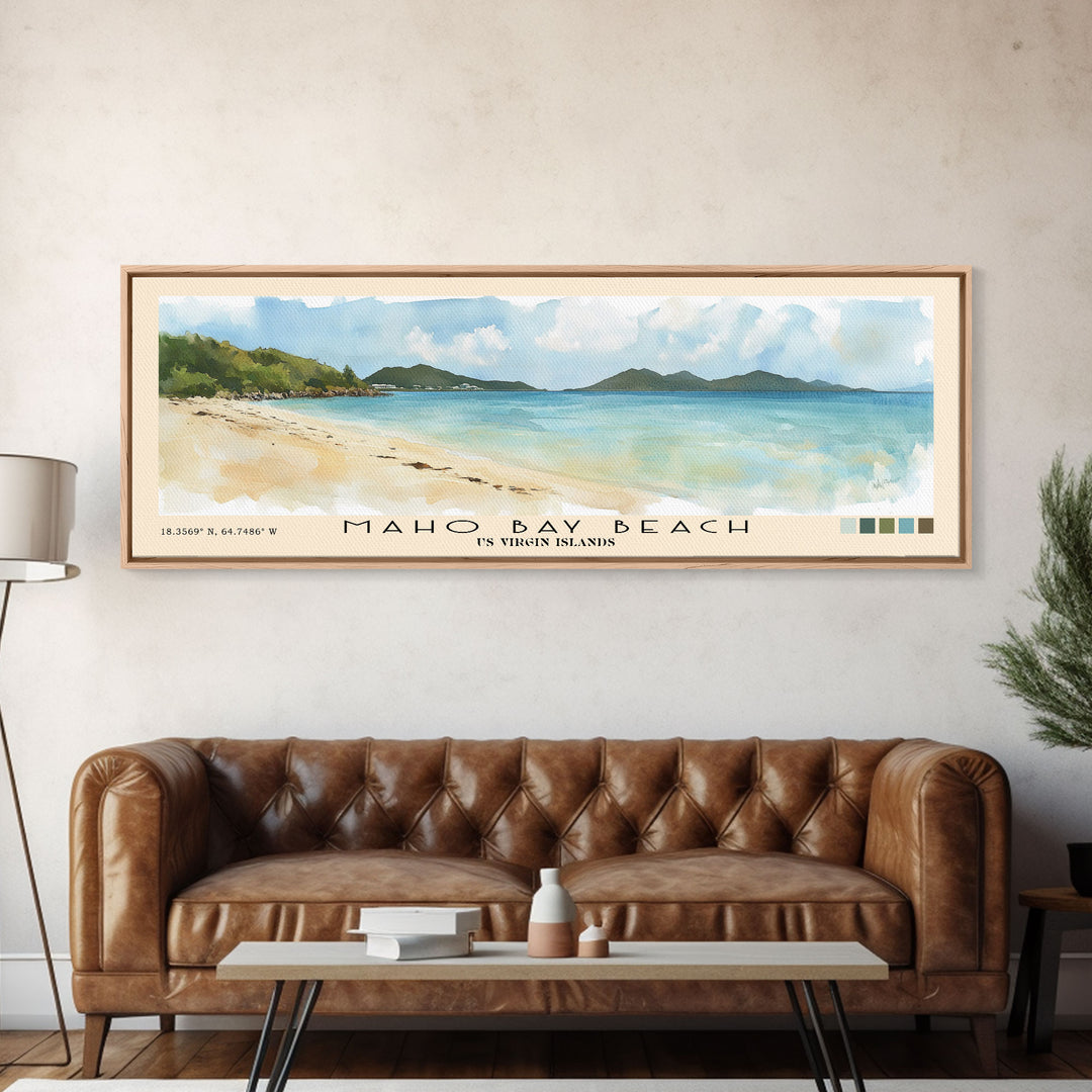 Maho Bay Beach, US Virgin islands Watercolor Print, Vacation Gift, US Virgin islands Wall Art, Beach Painting, Beach Decor, Beach Or Lakehouse Art