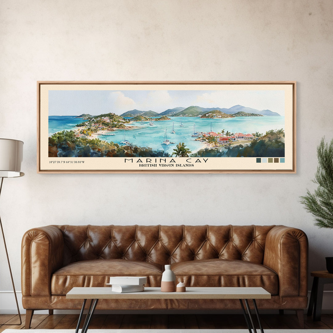 Marina Cay, British Virgin Islands, United Kingdom Watercolor Print, Vacation Gift, United Kingdom Wall Art, Beach Painting, Beach Decor, Beach Or Lakehouse Art