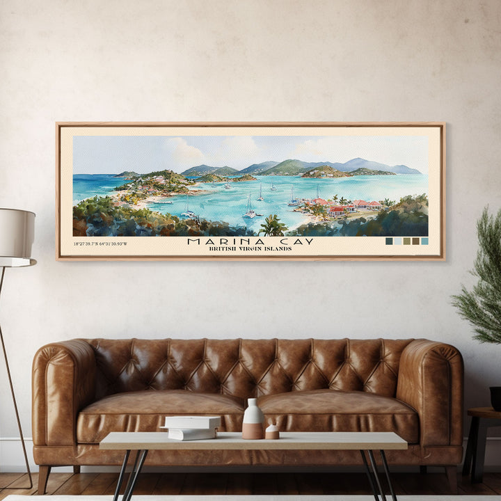 Marina Cay, British Virgin Islands, United Kingdom Watercolor Print, Vacation Gift, United Kingdom Wall Art, Beach Painting, Beach Decor, Beach Or Lakehouse Art