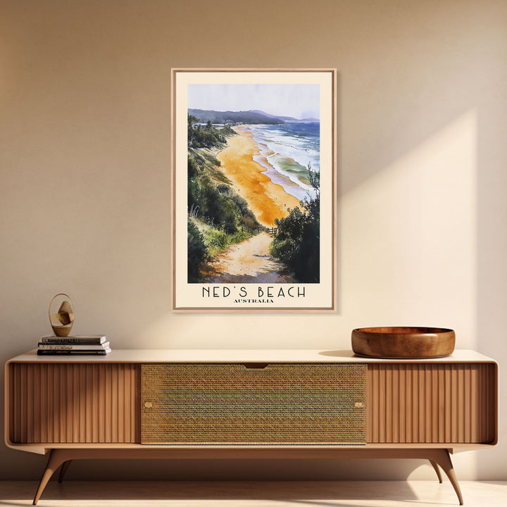 Ned's Beach, Australia Watercolor Print, Vacation Gift, Australia Wall Art, Vacation Wall Art, Vacatation Memories, Beach Decor, Beach Or Lakehouse Art