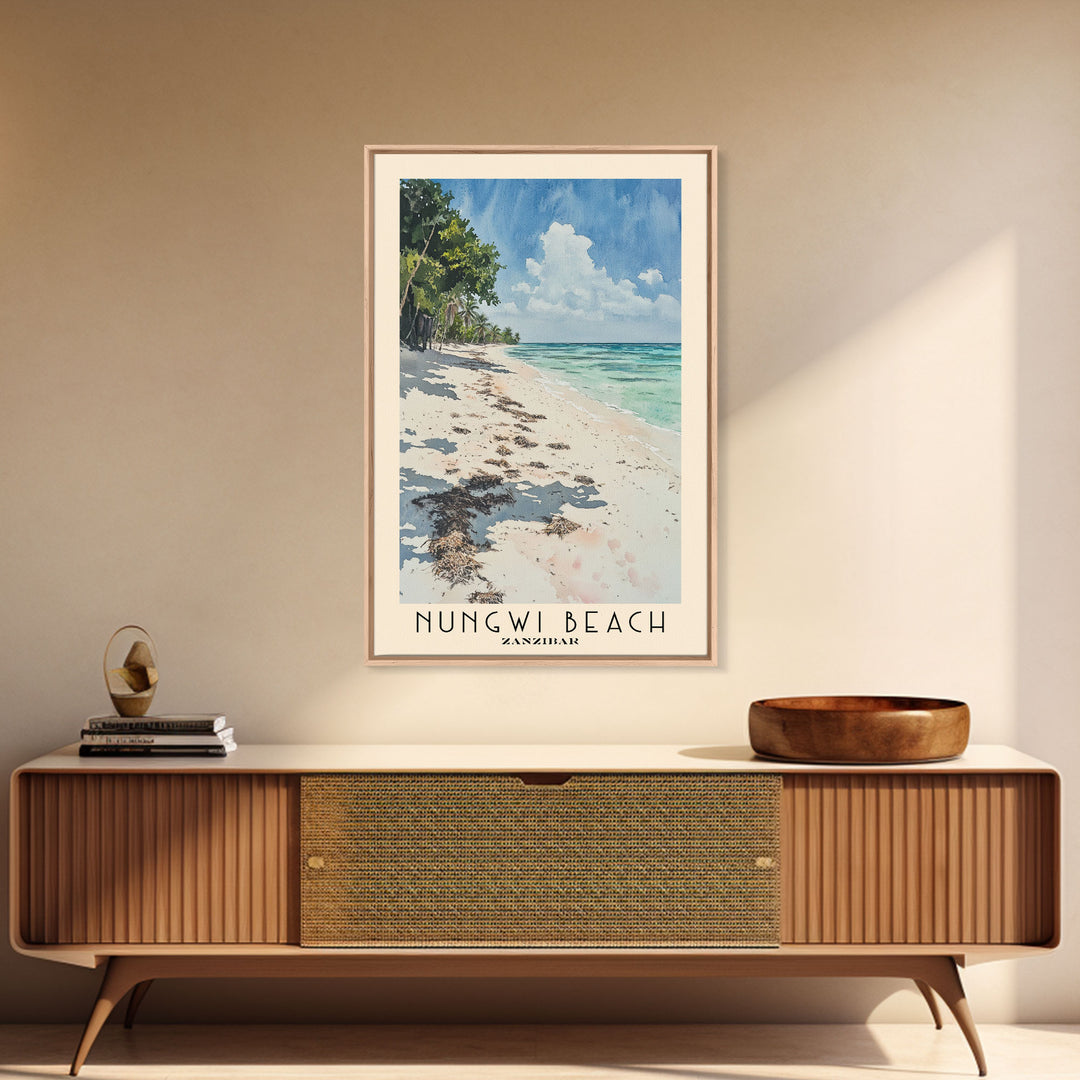 Nungwi Beach, Zanzibar Watercolor Print, Vacation Gift, Zanzibar Wall Art, Beach Painting, Beach Decor, Beach Or Lakehouse Art