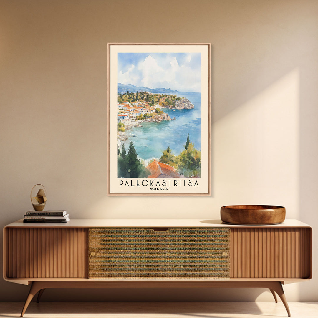 Paleokastritsa, Greece Watercolor Print, Vacation Gift, Greece Wall Art, Beach Painting, Beach Decor, Beach Or Lakehouse Art