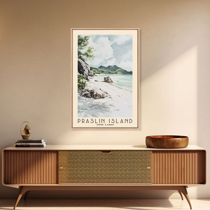 Praslin Island, Anse Lazio Watercolor Print, Vacation Gift, Anse Lazio Wall Art, Beach Painting, Beach Decor, Beach Or Lakehouse Art