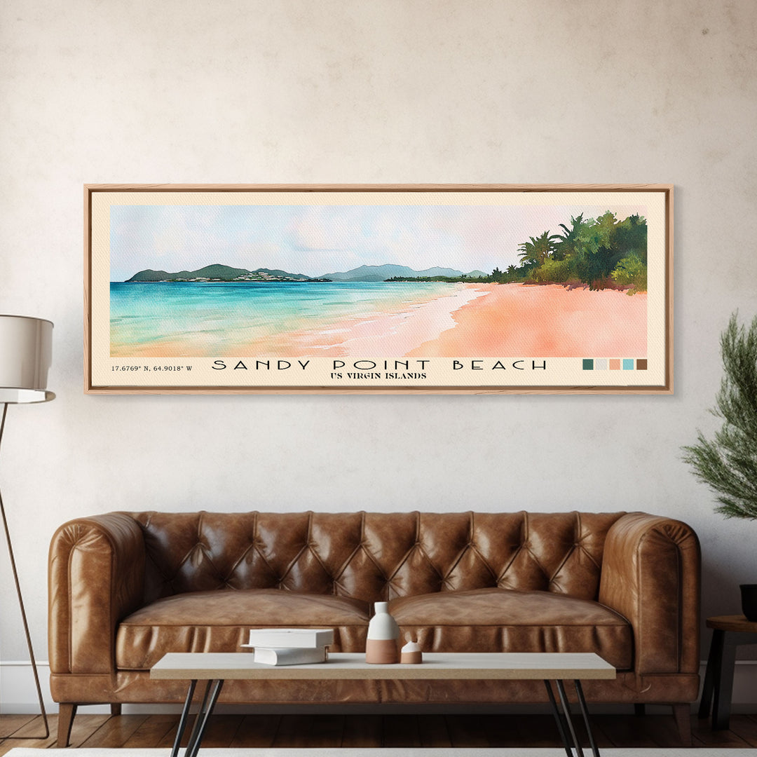 Sandy Point Beach, US Virgin islands Watercolor Print, Vacation Gift, US Virgin islands Wall Art, Beach Painting, Beach Decor, Beach Or Lakehouse Art