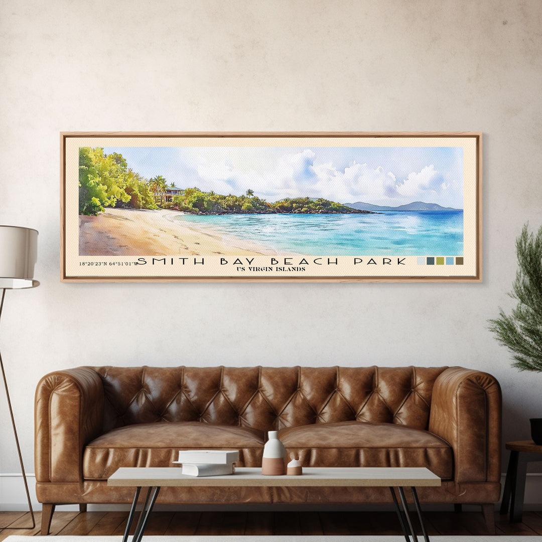 Smith Bay Beach Park, US Virgin islands Watercolor Beach Print, Vacation Gift, US Virgin islands Wall Art, Beach Painting, Beach Decor, Beach Painting