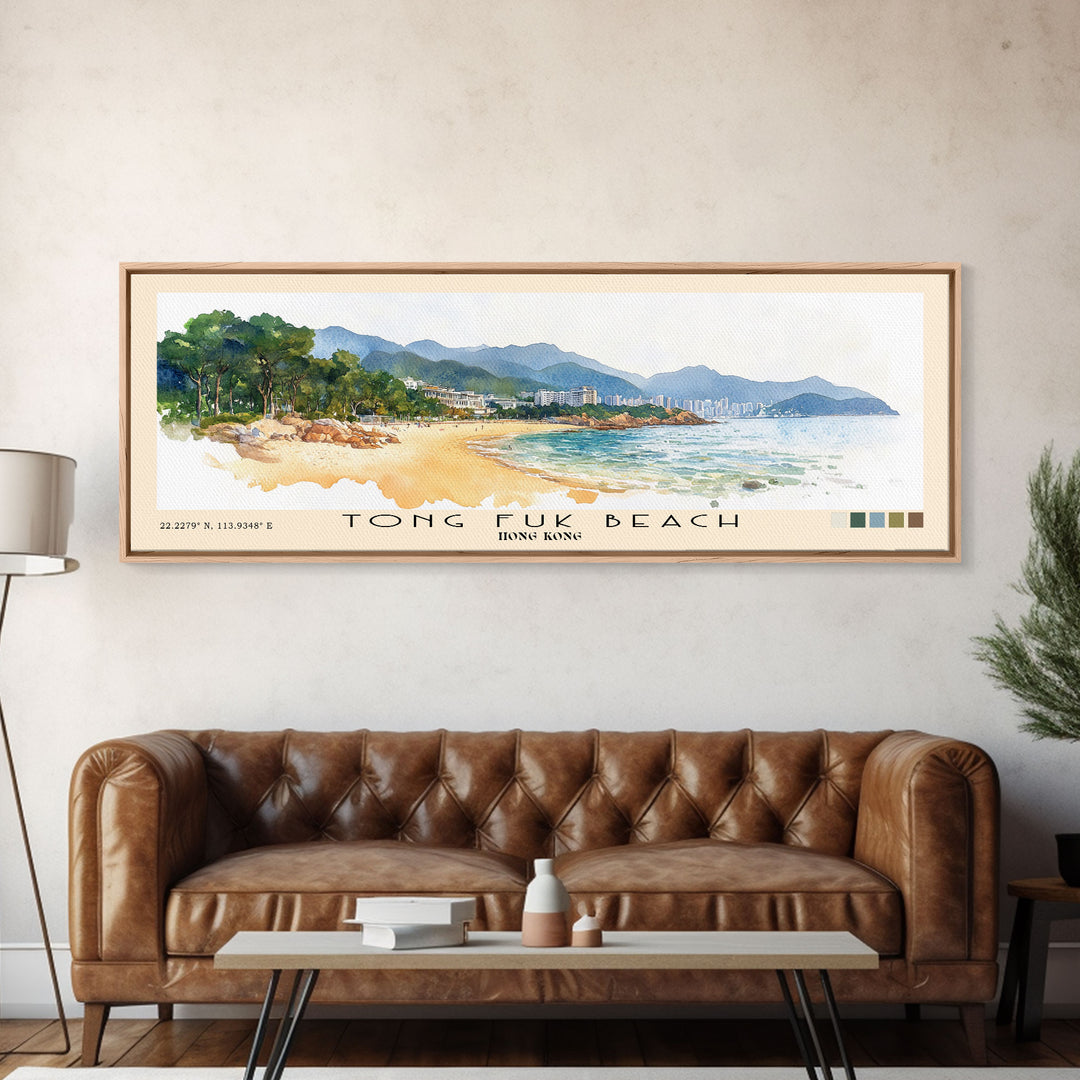 Tong Fuk Beach, Hong Kong Watercolor Print, Vacation Gift, Hong Kong Wall Art, Vacation Wall Art, Vacatation Memories, Beach Decor, Beach Or Lakehouse Art