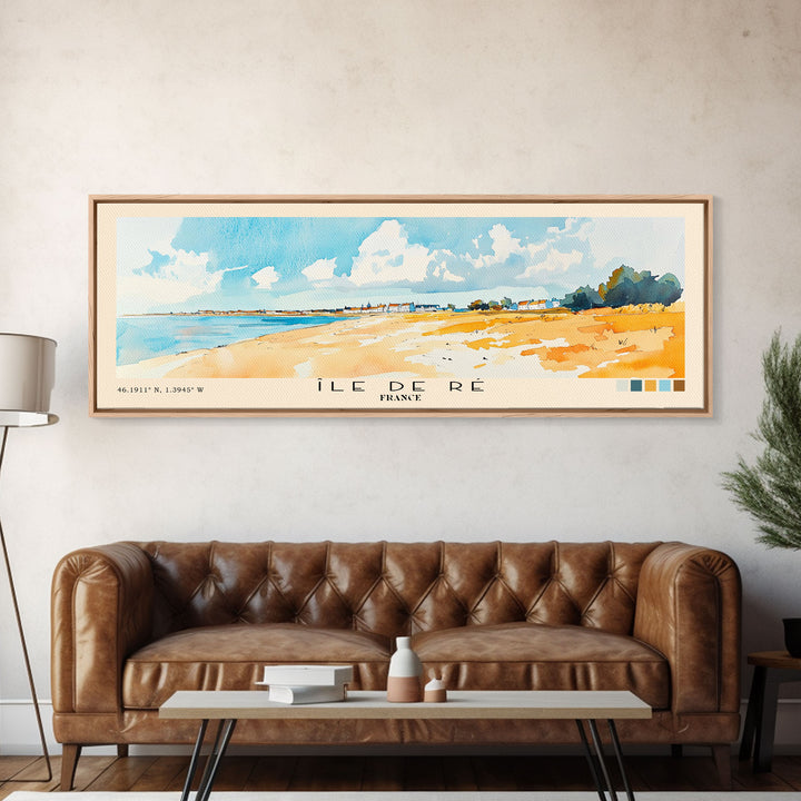 Île de Ré, France Watercolor Beach Print, Vacation Gift, France Wall Art, Beach Painting, Beach Decor, Beach Painting