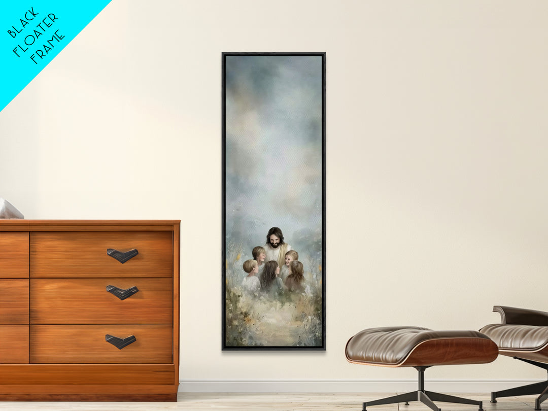 Circle Of Light | Framed Canvas Print | Skinny Art | Jesus Painting | Christian Art Canvas | Christian Wall Art | Christmas Art