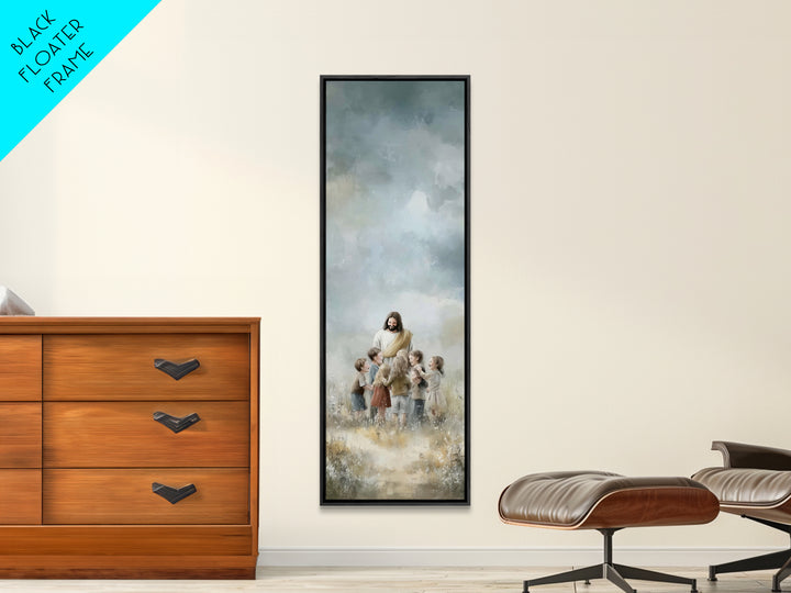 Circle Of Blessings, Framed Canvas Print, Narrow Art, Jesus Painting, Christian Wall Art, Christmas Art, Christian Art Canvas