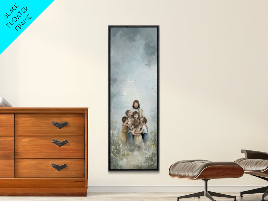 Clouds Of Mercy, Framed Canvas Print, Tall Narrow Wall Art, Christian Christmas Art, Christian Art Canvas, Jesus Painting, Christian Wall A