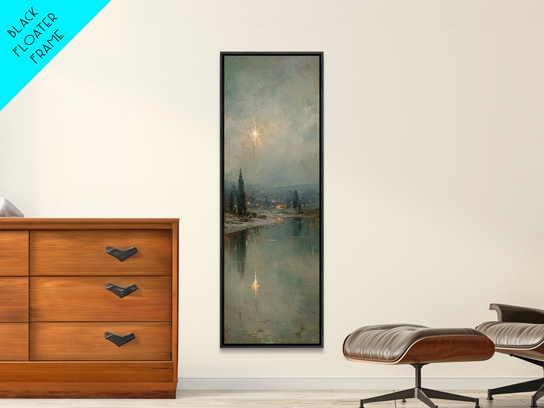 Star of Peace - Framed Canvas Print - Tall Skinny Art Print - Christian Wall Art - Christian Art - Christmas Art - Christian Christmas