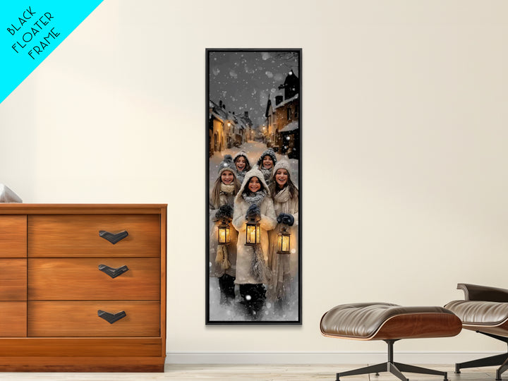 Snowfall Rejoicing – Framed Canvas Print – Christmas Art – Christian Wall Art – Modern Christmas Art – Tall Narrow Wall Art – Christian Chr