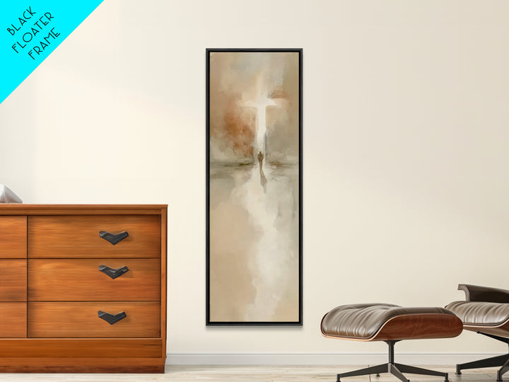 Crosslight Journey – Framed Canvas Print – Christian Wall Art – Christian Art Canvas – Abstract Christian Art – Narrow Art – Christian Deco