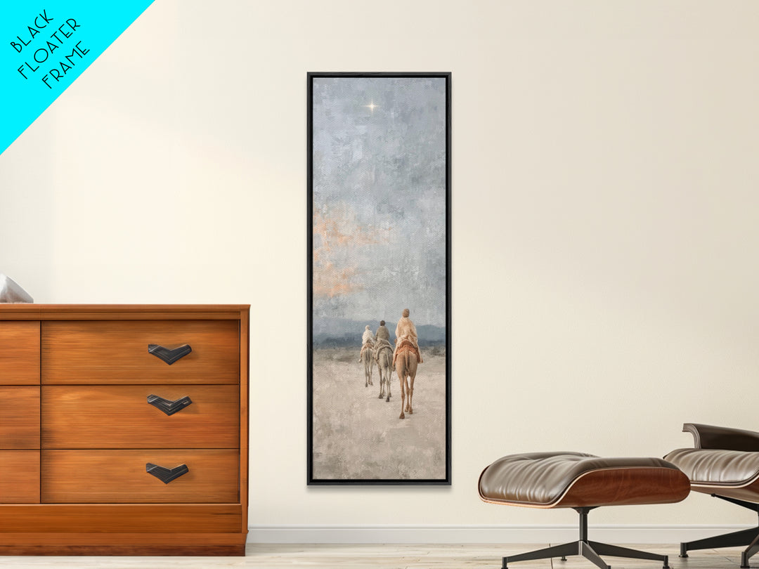 Threefold Wonder | Framed Canvas Print | Christian Wall Art | Tall Narrow Wall Art | Christian Christmas Art | Christmas Canvas Wall Art |