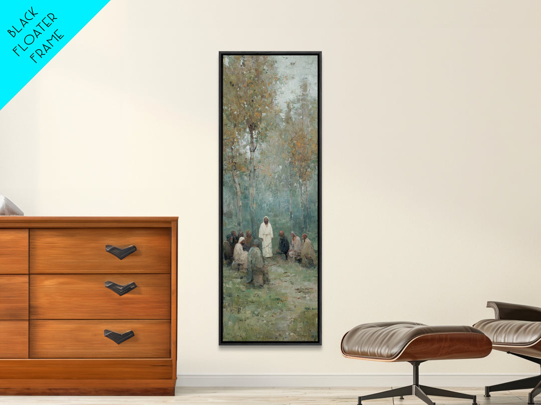 Garden Devotion, Framed Canvas Print, Narrow Art, Christian Art Work, Jesus Wall Art, Christian Painting, Subtle Christian Art