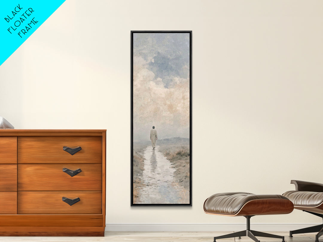 Quiet Journey, Framed Canvas Print, Tall Skinny Art Print, Christian Wall Art, Jesus Painting, Modern Christian Art, Christian Art Gift