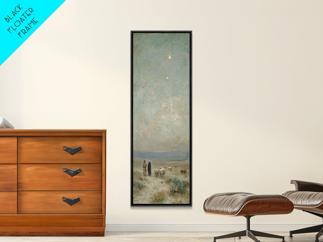 Starry Shepherd Path – Framed Canvas Print – Tall Narrow Wall Art – Christian Wall Art – Christian Art Canvas – Christmas Art