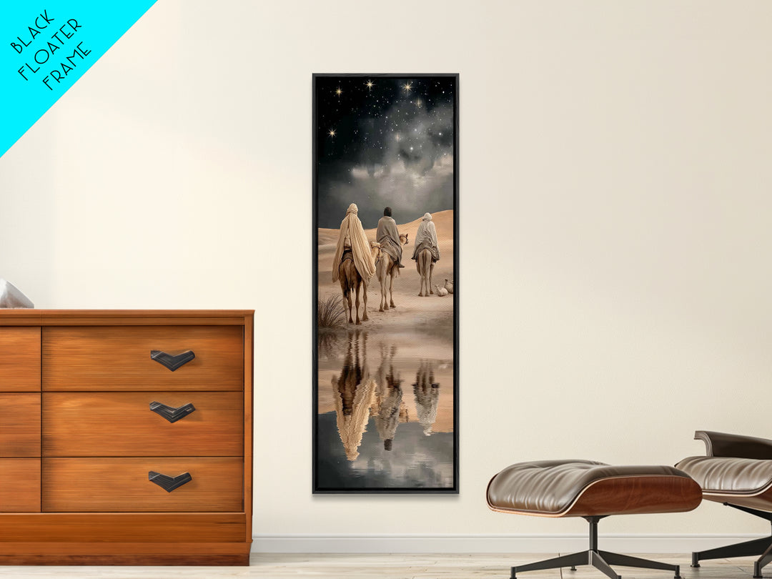 Soft Horizon Riders | Framed Canvas Print | Christian Wall Art | Jesus Painting | Narrow Art | Christian Art Canvas | Christmas Art
