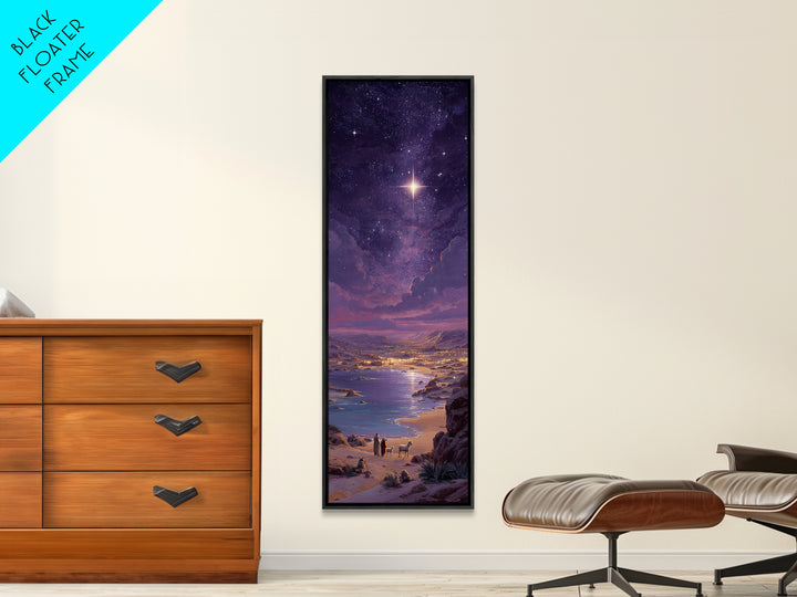 Bethlehem Night Glow – Framed Canvas Print – Christmas Art – Christian Art Canvas – Christian Wall Art – Tall Skinny Art Print – Christian