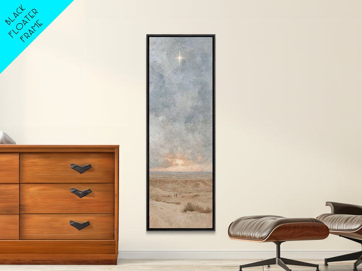 Horizon Star Peace, Framed Canvas Print, Christian Christmas Art, Christian Wall Art, Narrow Art, Christian Art Canvas, Christmas Wall Art