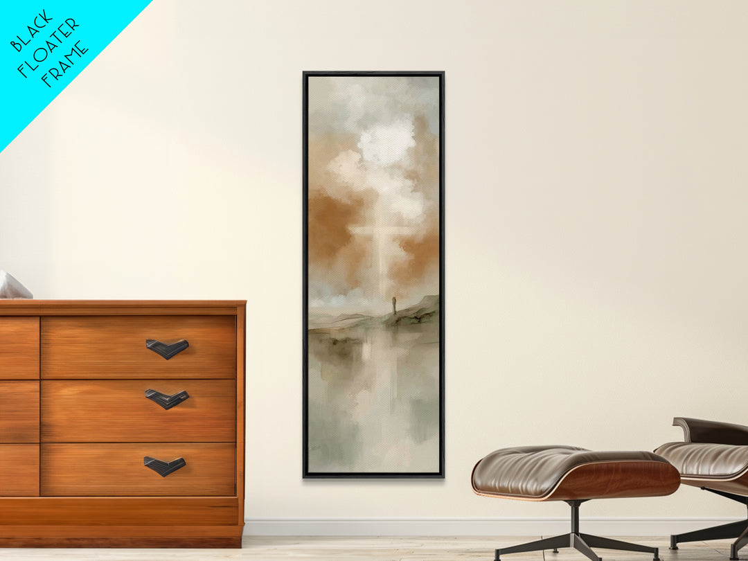 Cross Of Mercy – Framed Canvas Print – Skinny Art – Christian Wall Art – Christian Art – Christian Art Canvas – Minimalist Christian Art