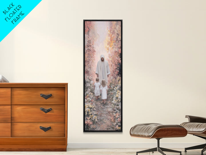 Joyful Morning Walk – Framed Canvas Print – Skinny Art – Christian Art Canvas – Christian Wall Art – Jesus Painting – Christian Christmas A