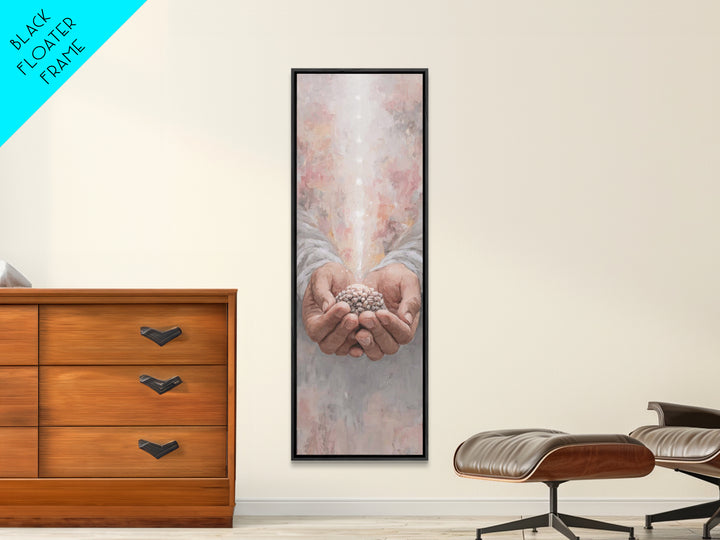 Hands Of Blessing – Framed Canvas Print – Narrow Art – Christian Art Canvas – Christian Wall Art – Jesus Painting – Subtle Christian Art