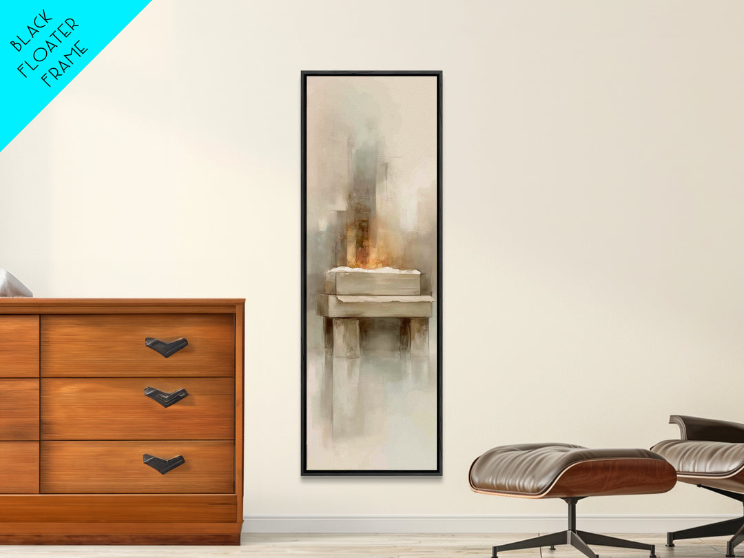 Winter Nativity Light - Framed Canvas Print - Christian Wall Art - Christian Christmas Art - Tall Narrow Wall Art - Christian Art Canvas -