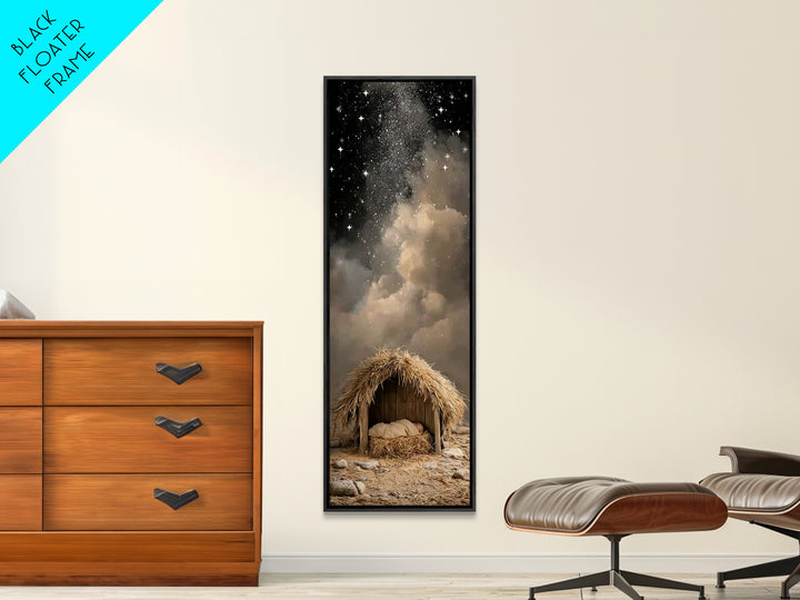 Nativity Night Sky – Framed Canvas Print – Christian Wall Art – Jesus Painting – Skinny Art – Christian Art Canvas – Christian Christmas Ar