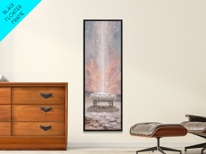Heavenly Child Light – Framed Canvas Print – Christian Art Canvas – Christian Christmas Art – Christian Wall Art – Tall Skinny Art Print –