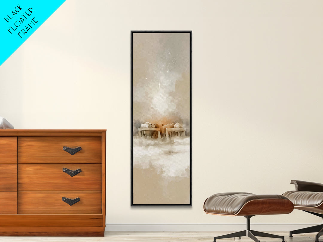 Shepherds At Dawn – Framed Canvas Print – Christian Wall Art – Jesus Painting – Christian Art Canvas – Tall Narrow Wall Art